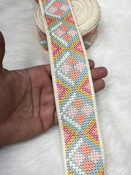 Designer Cross Stitch Lace Border Trim - 9 Meter, 2 Inch Width | Design 5