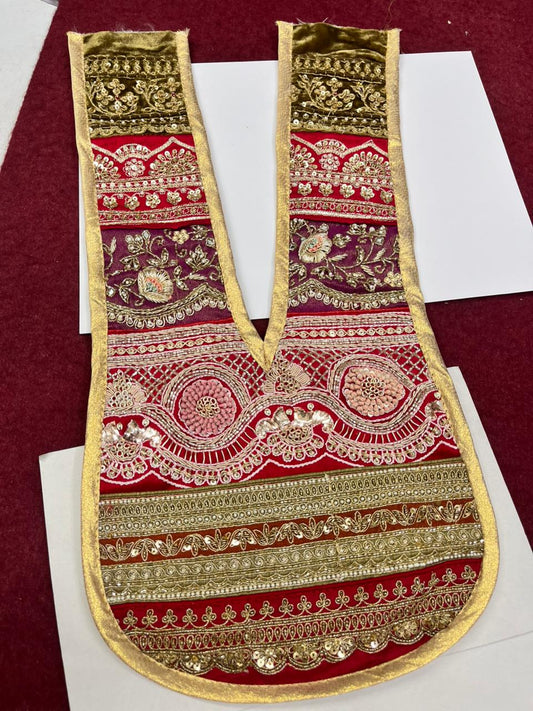 Beautiful Handcrafted Zardosi Work Neck Patch – Premium Designer Embellished Neck Applique for Blouses, Kurtis & Ethnic Wear | Design 9