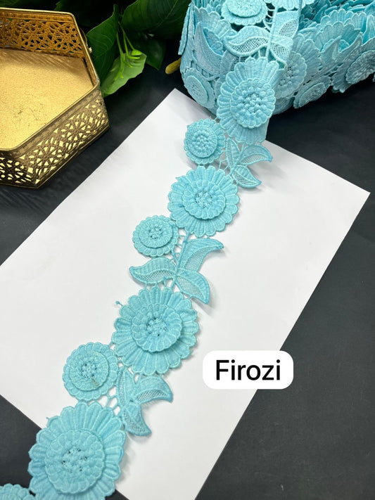 New Imported Western Lace for Sarees & Dresses – Premium 3 Inch Decorative Lace Border (9 Meter) | Firozi