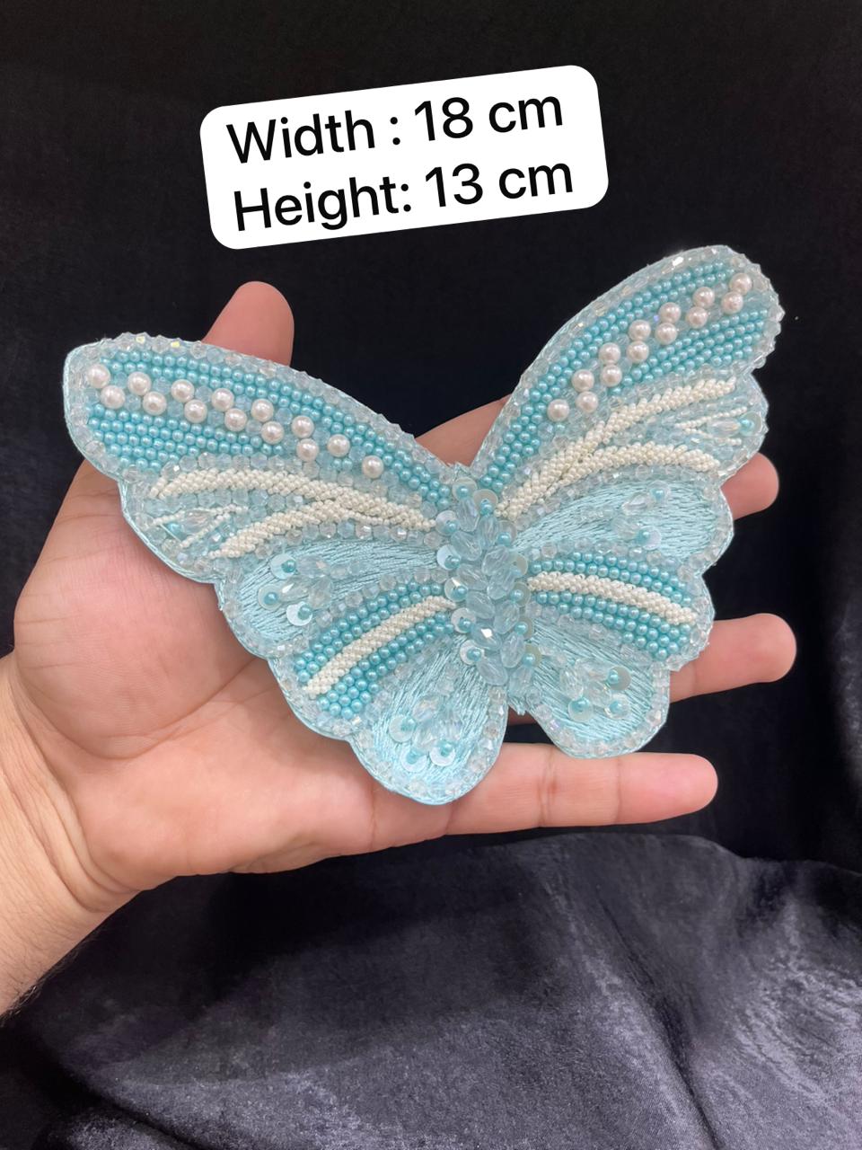 Handcrafted Crystal Butterfly Decorative Patch – Premium Designer Embellished Applique for Dresses & Ethnic Wear | Firozi