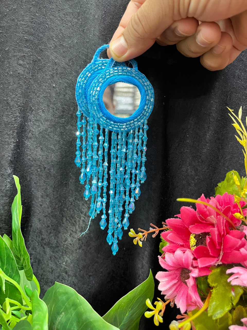 Designer Mirror Work Latkans for Blouses & Lehengas – Decorative Mirror Tassels for Ethnic Wear (6 Inch) | DC0981 | Firozi