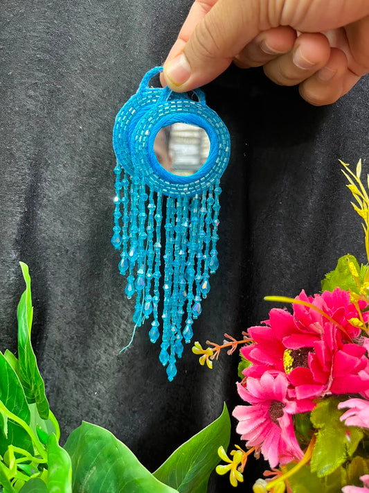 Designer Mirror Work Latkans for Blouses & Lehengas – Decorative Mirror Tassels for Ethnic Wear (6 Inch) | DC0981 | Firozi