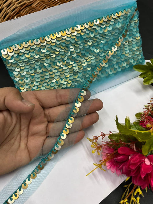 Sabyasachi-Inspired Metal Coin Lace for Dupattas & Sarees – Premium Handmade Ethnic Lace Border | Firozi