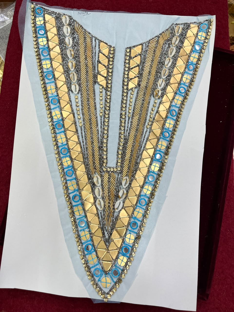 Designer Handcrafted Neck Patch for Dresses, Kurtis & Blouses – Premium Embroidered Neckline Applique | DC0982 | Firozi