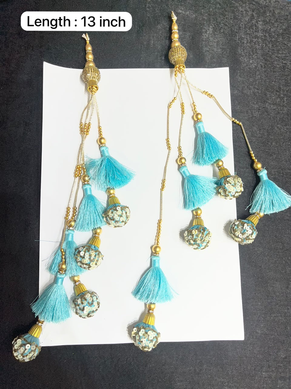 Decorative Handmade Resham Latkan for Saree and Lehenga – Designer Blouse Hanging Tassel for Ethnic Wear | Firozi