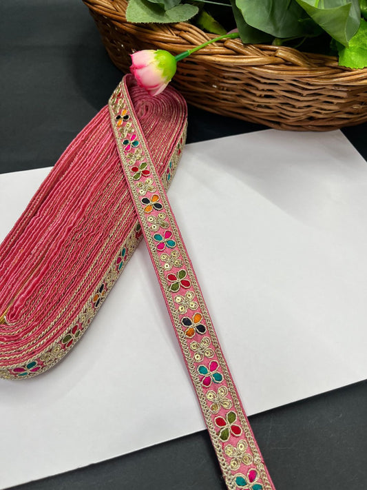 Multicoloured Embroidery Saree Lace Border for Garments & Boutique Wear – 9 Meter | Gajri