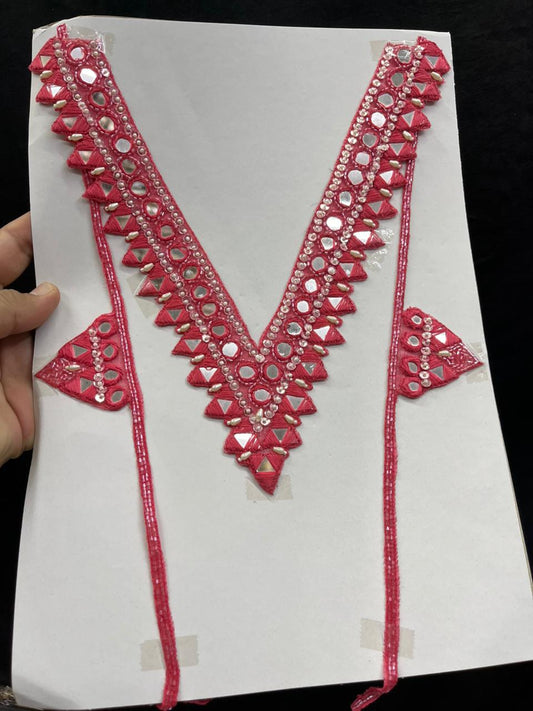 Mirror Work Neck Patch for Kurti, Suits & Bridal Dresses – Premium Designer Ethnic Neck Patch for Festive Wear | Gajri