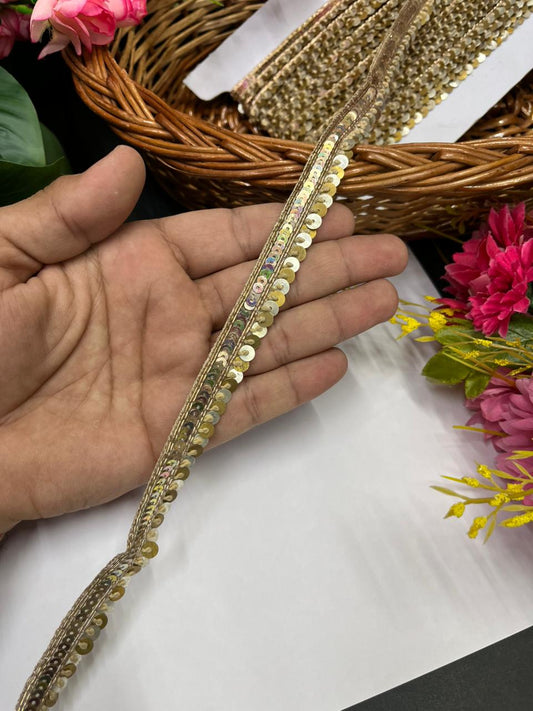 Handcrafted Sabyasachi-Inspired Metal Coin Lace – Premium Handmade Ethnic Lace Border for Sarees & Dupattas | Gold Silver