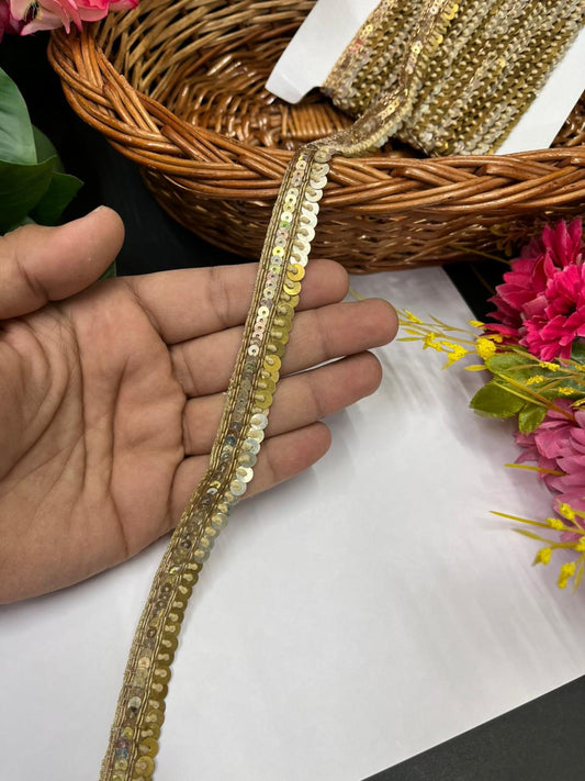 Handcrafted Sabyasachi-Inspired Metal Coin Lace – Premium Handmade Ethnic Lace Border for Sarees & Dupattas | Gold Silver