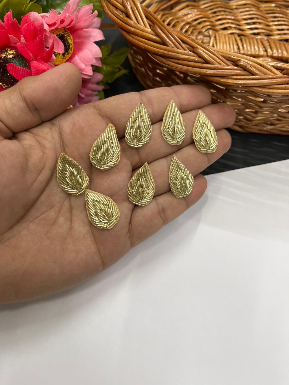 Handcrafted Zardozi Butti (Pack of 12) – Premium Traditional Designer Embellishments | Gold