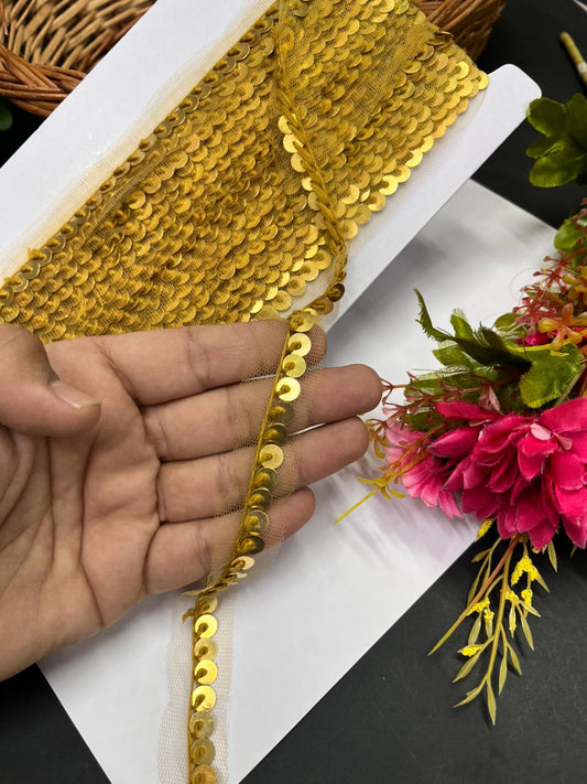 Sabyasachi-Inspired Metal Coin Lace for Dupattas & Sarees – Premium Handmade Ethnic Lace Border | Gold