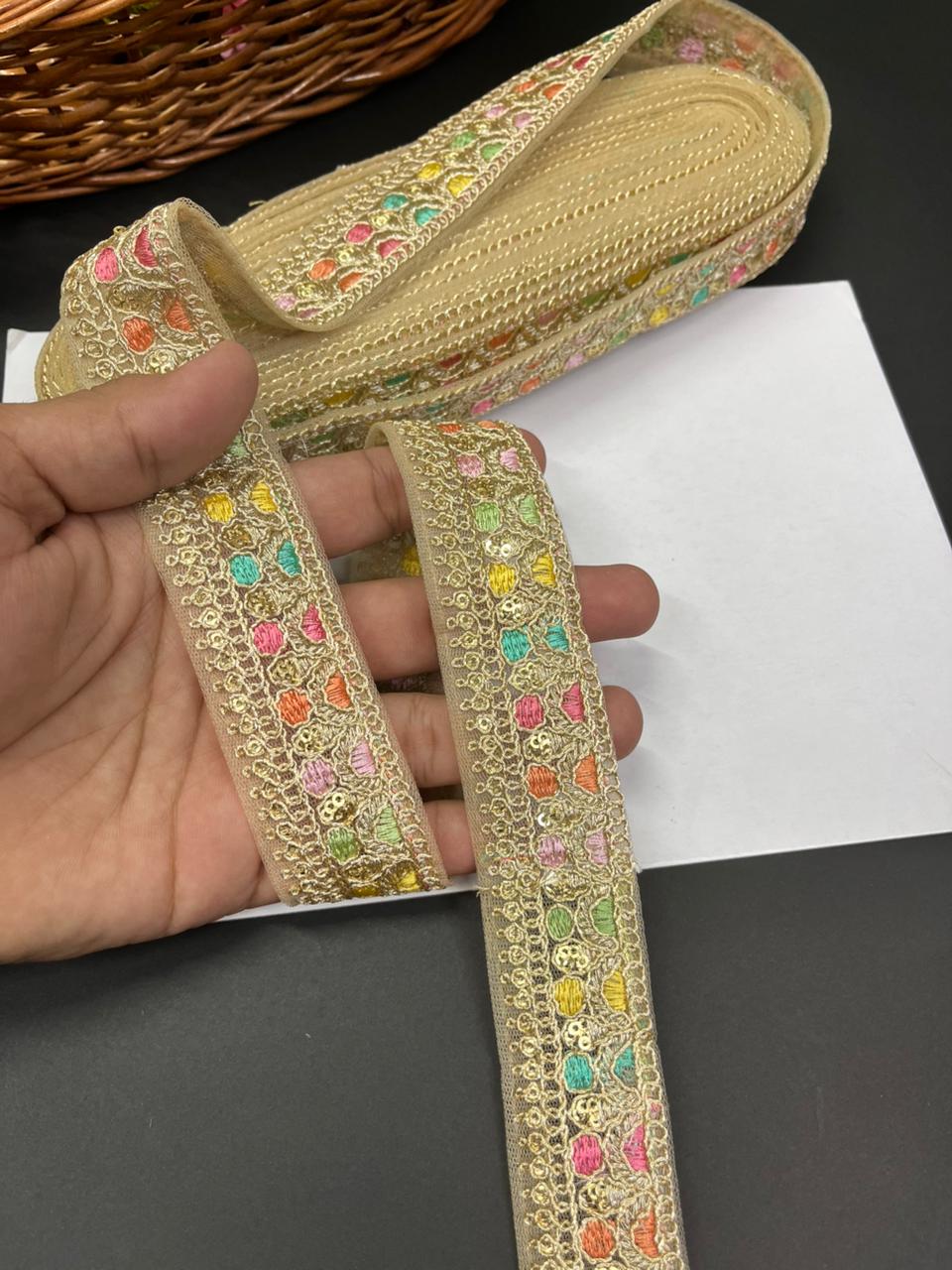 Sabyasachi Inspired Saree Lace Borders – Premium Designer Trim for Sarees, Dupattas & Lehengas (9 Meter, 1 Inch Width) | Gold