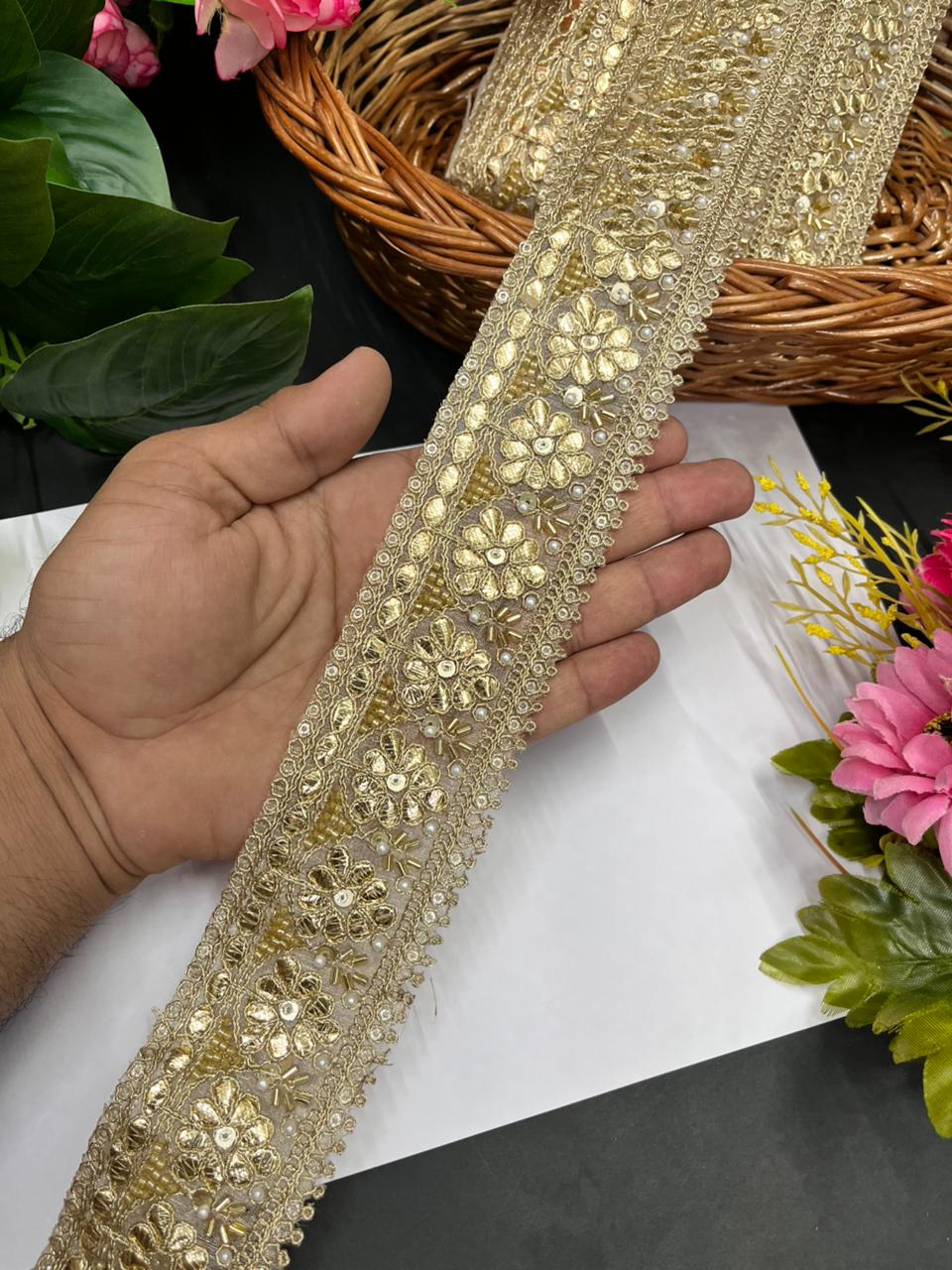 Beautiful Gota Work Lace – Premium Golden Embroidery Lace Border for Sarees & Ethnic Wear | Gold