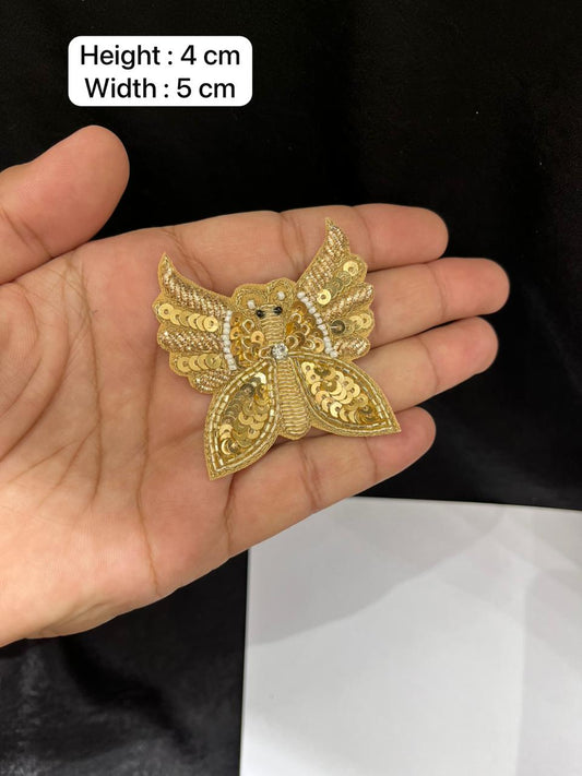 Handcrafted Bird Applique Patch for Sarees, Lehengas & Blouses – Designer Embroidered Bird Motif Patch | Gold