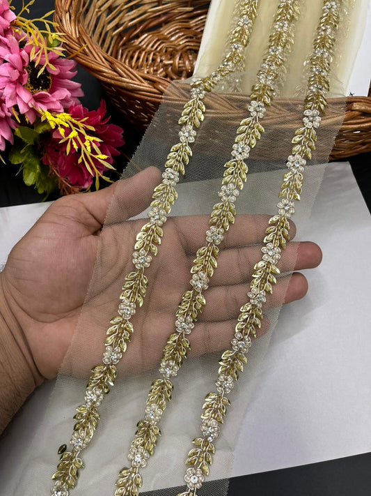 Traditional Handmade Lace Border – Perfect for Bridal Wear, Sarees, Dupattas & Couture Outfits (9 Meter, 0.5 Inch Width) | Gold