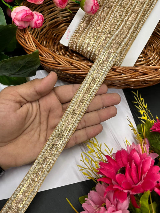 Traditional Zardozi Lace for Saree – Premium Handmade Ethnic Border for Sarees & Dupattas | Gold