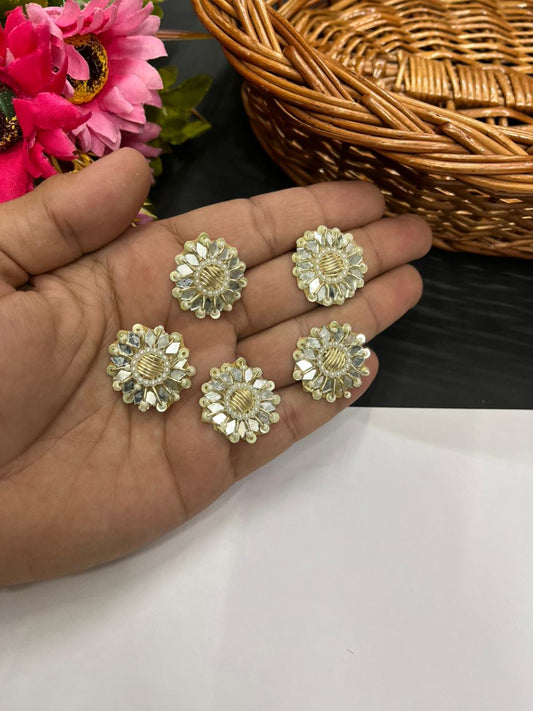 Handcrafted Mirror Butti for Dupattas & Sarees (Pack of 12) – Premium Traditional Embellishments | Gold