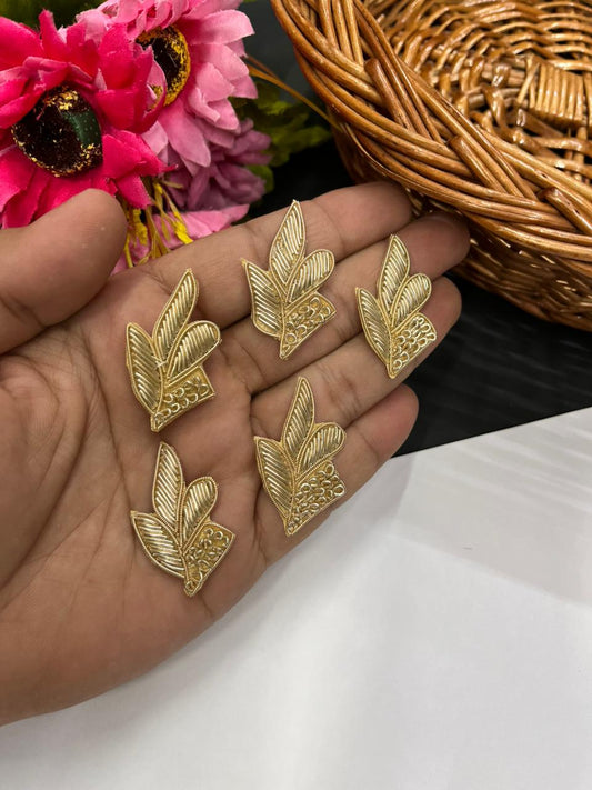 Handcrafted Leaf Patch for Dupattas & Sarees (Pack of 12) – Premium Traditional Embellishments | Gold