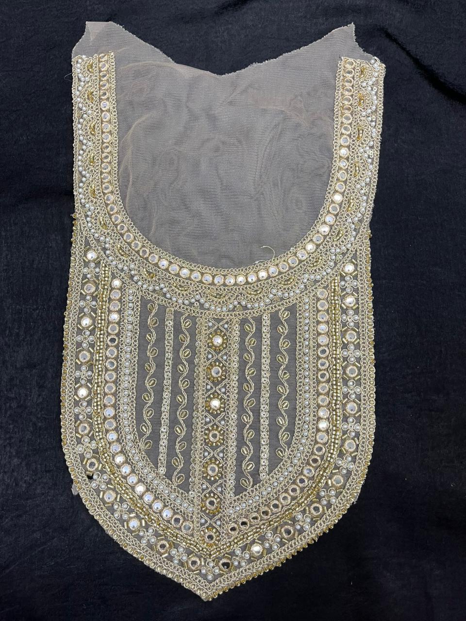 Embroidered Neck Patch for Kurti & Suits – Stylish Designer Decorative Neck Applique | Golden