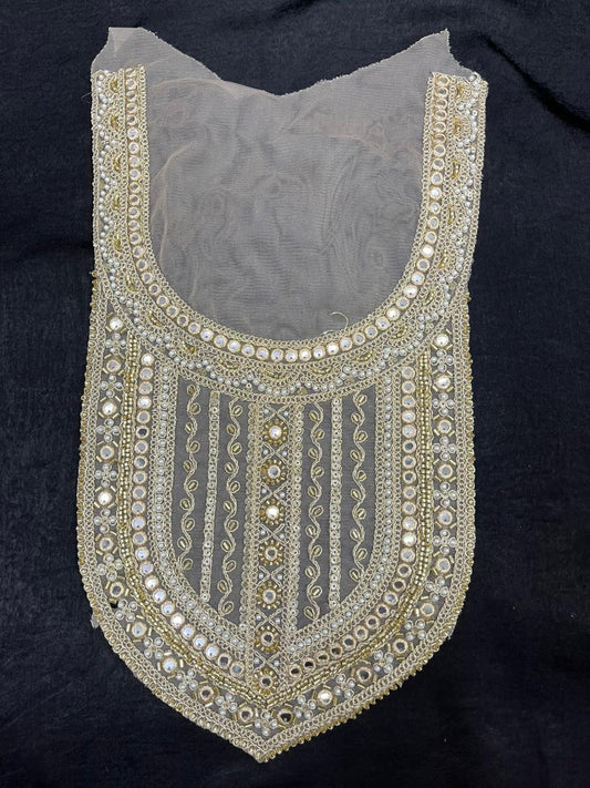 Embroidered Neck Patch for Kurti & Suits – Stylish Designer Decorative Neck Applique | Golden