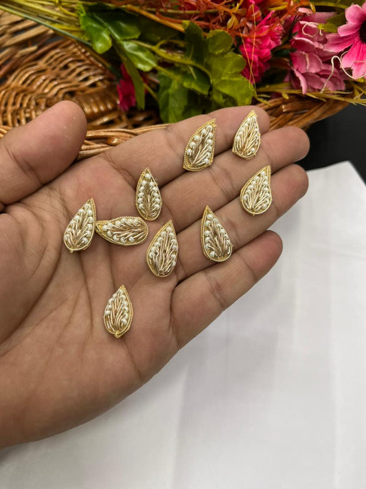 Handcrafted Zardozi Butti (Pack of 12) – Premium Traditional Designer Embellishments | Golden