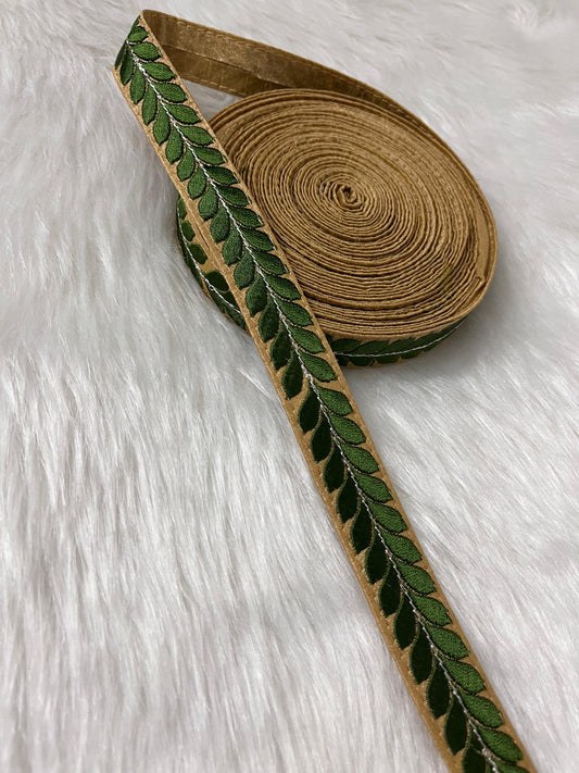 Beautiful Thread Work Parsi Lace Trim | 9 Meter | Green