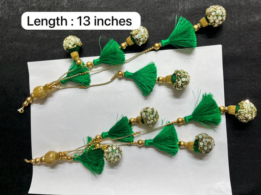 Decorative Handmade Resham Latkan for Saree and Lehenga – Designer Blouse Hanging Tassel for Ethnic Wear | Green