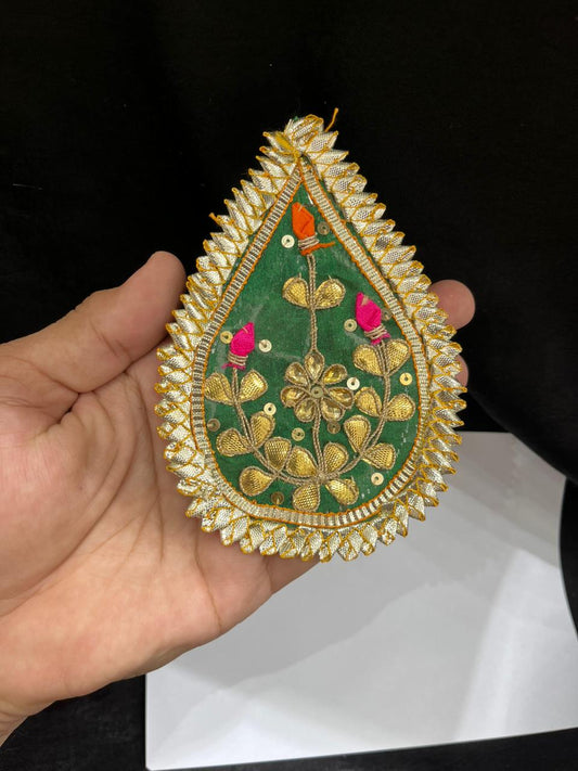Handmade Gota Patches for Sarees, Lehengas & Blouses – Traditional Ethnic Decorative Applique Patches | Green