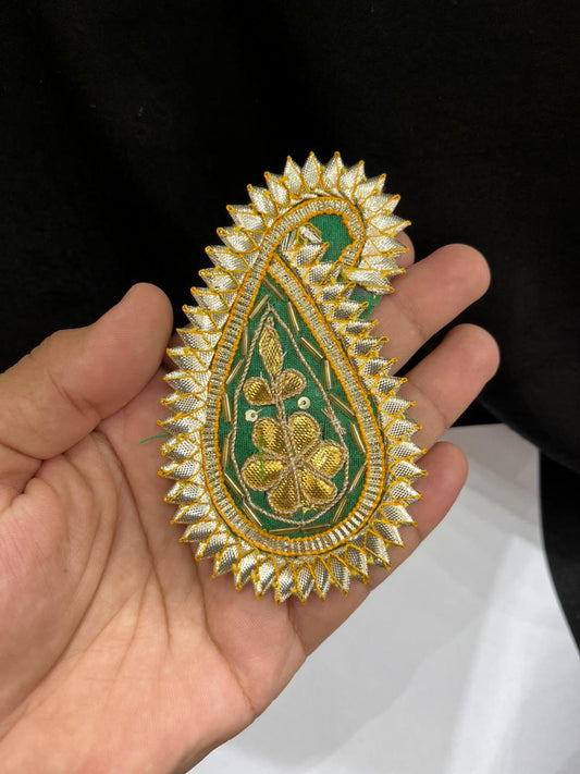 Handmade Mango Design Gota Patches for Sarees, Lehengas & Blouses – Traditional Ethnic Decorative Applique Patches | Green