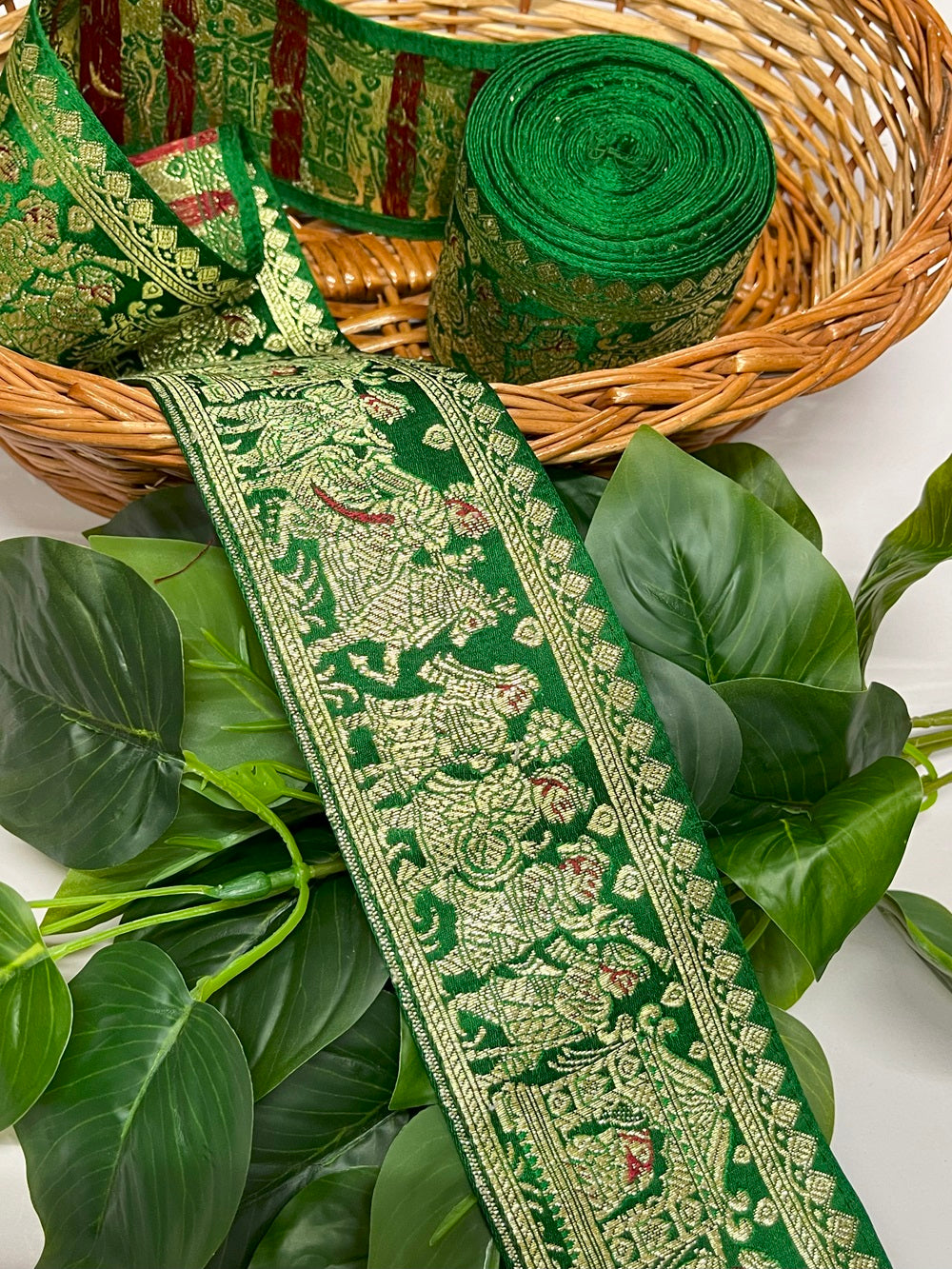 Original Doli Barat Design Banarasi Border – 9 Meter, 3.5 Inch Width – Traditional Banarasi Lace, Green
