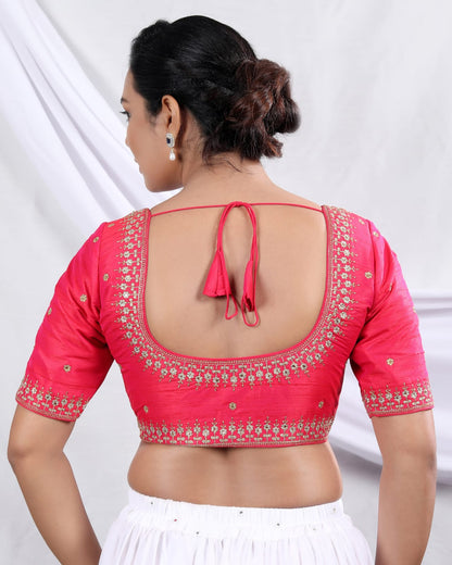 Front Open Embroidered Designer Readymade Saree Blouse – Elegant Ethnic Wear