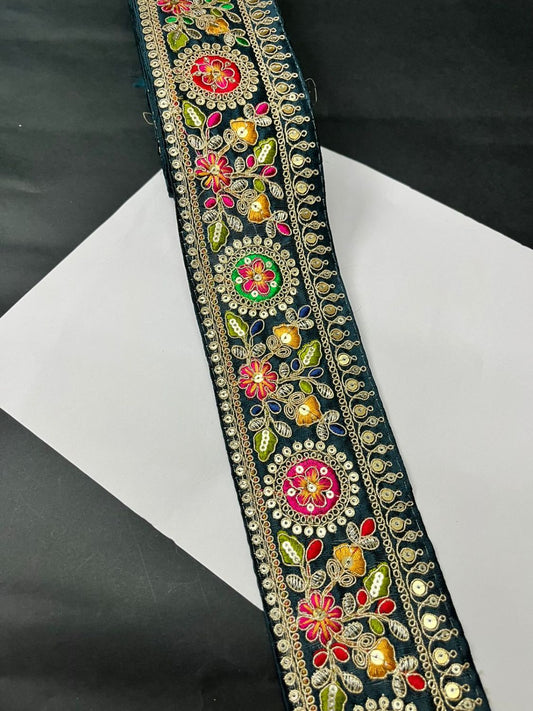 Beautiful Floral Multicoloured Sabyasachi Inspired Saree Lace – Designer Embroidered Border (9 Meter) | Kerosine