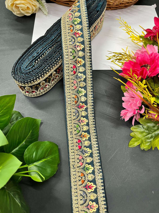 Sabyasachi Inspired Embroidered Saree Laces Border – Designer Lace Trim for Sarees, Lehengas & Dupattas (9 Meter) | Kerosine