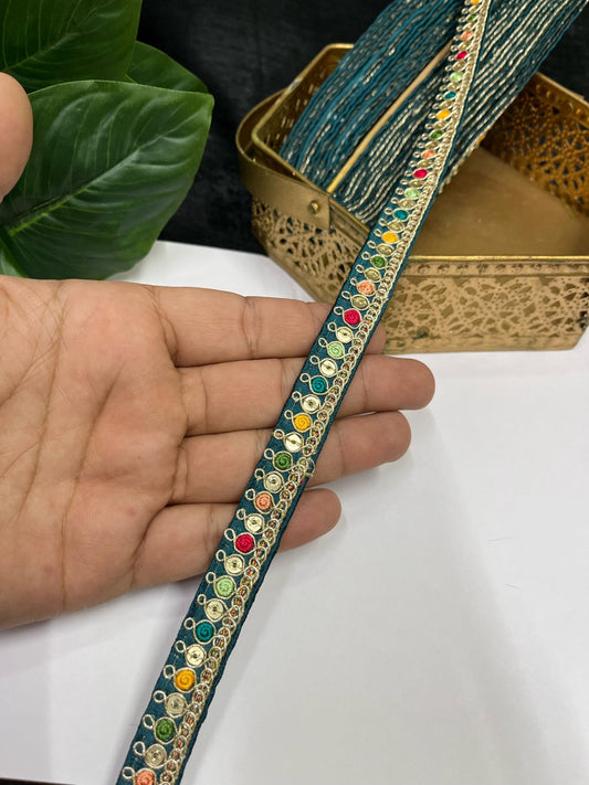 Multicolored Sabyasachi Inspired Embroidered Lace – 9 Meters, 0.5-Inch Designer Trim for Sarees, Lehengas & Dupattas | Kerosine