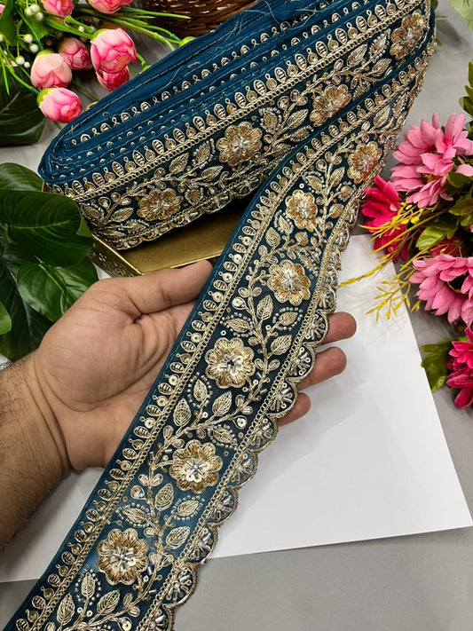 Designer Bridal Saree Lace Border – Premium 3 Inch Handcrafted Maggam Work Decorative Border for Wedding & Festive Wear (9 Meter) | Kerosine