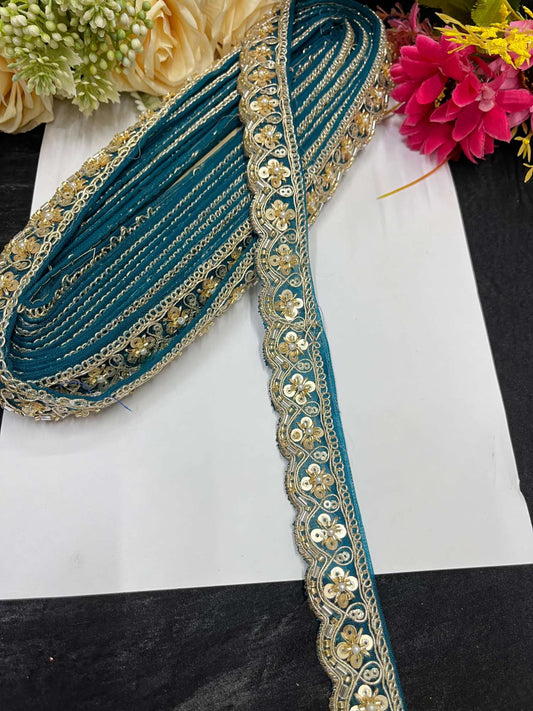 Handcrafted Katdana Saree Laces – 9 Meters, 1-Inch Maggam Work Embellished Border for Sarees, Lehengas & Dupattas | Kerosine