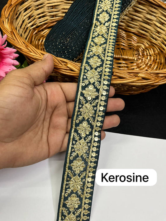 Gold Zari Embroidered Lace for Sarees & Dupattas Border Trim (9 Meter) – 1.5 Inch Width | Kerosine