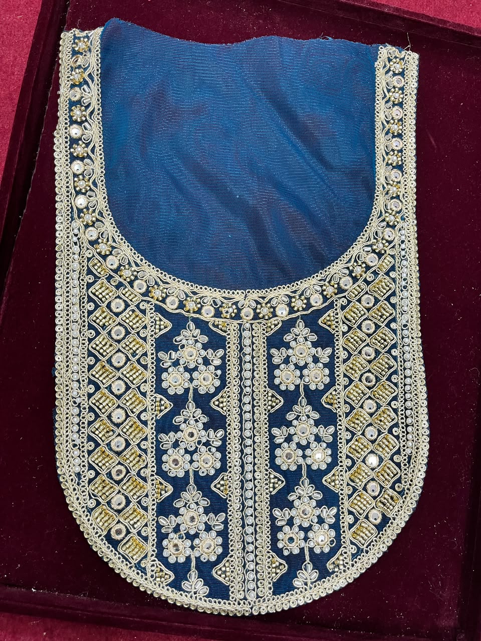 Designer Handcrafted Neck Patch for Kurtis, Dresses & Blouses – Premium Embroidered Neckline Applique | DC0983 | Kerosine