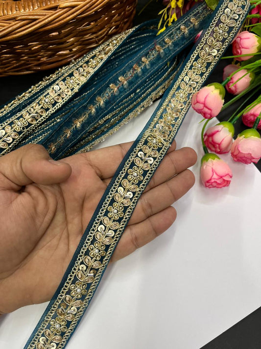 Designer Maggam Work Lace for Sarees – Premium 1 Inch Hand-Embellished Border for Lehengas, Dupattas & Bridal Wear (9 Meter) | Kerosine