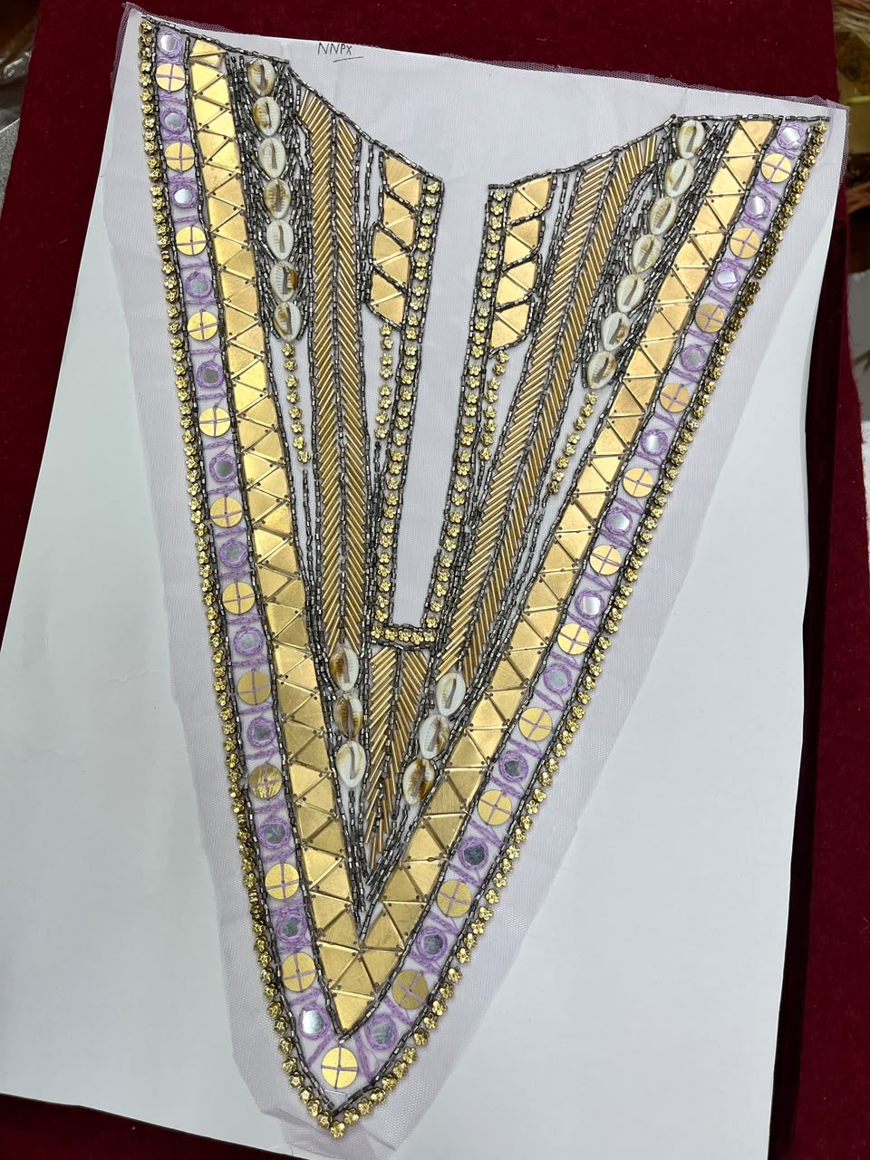 Designer Handcrafted Neck Patch for Dresses, Kurtis & Blouses – Premium Embroidered Neckline Applique | DC0982 | Lavender 1
