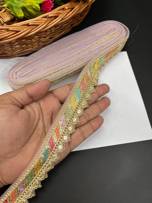 Sabyasachi Inspired Saree Lace & Borders – Premium Designer Trim for Sarees, Lehengas & Dupattas (9 Meter, 1 Inch Width) | Lavender