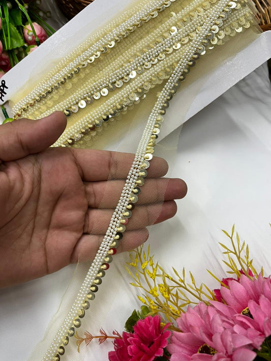 Sabyasachi Inspired Coin Lace for Sarees, Lehengas & Blouses – Designer Handmade Ethnic Lace Border (Half Inch) Lemon Yellow