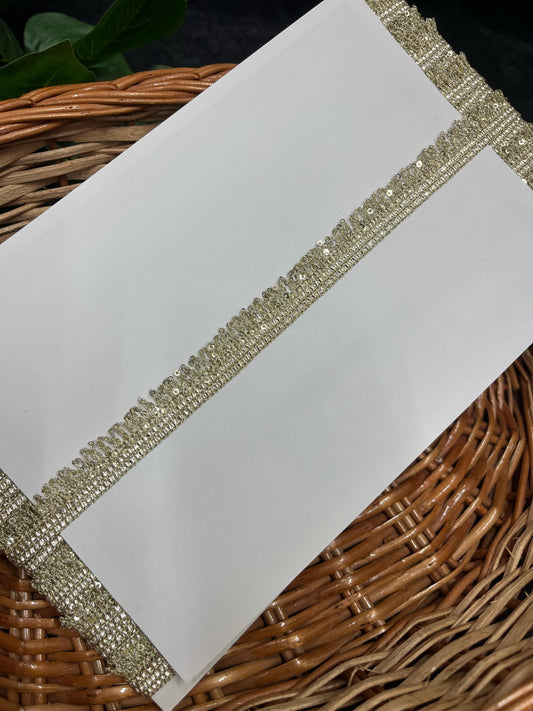 Gold Zari Sequin Fringe Lace Border – 9 Meters, 0.5-Inch Decorative Latkan Trim for Sarees, Lehengas & Dupattas | Light Gold
