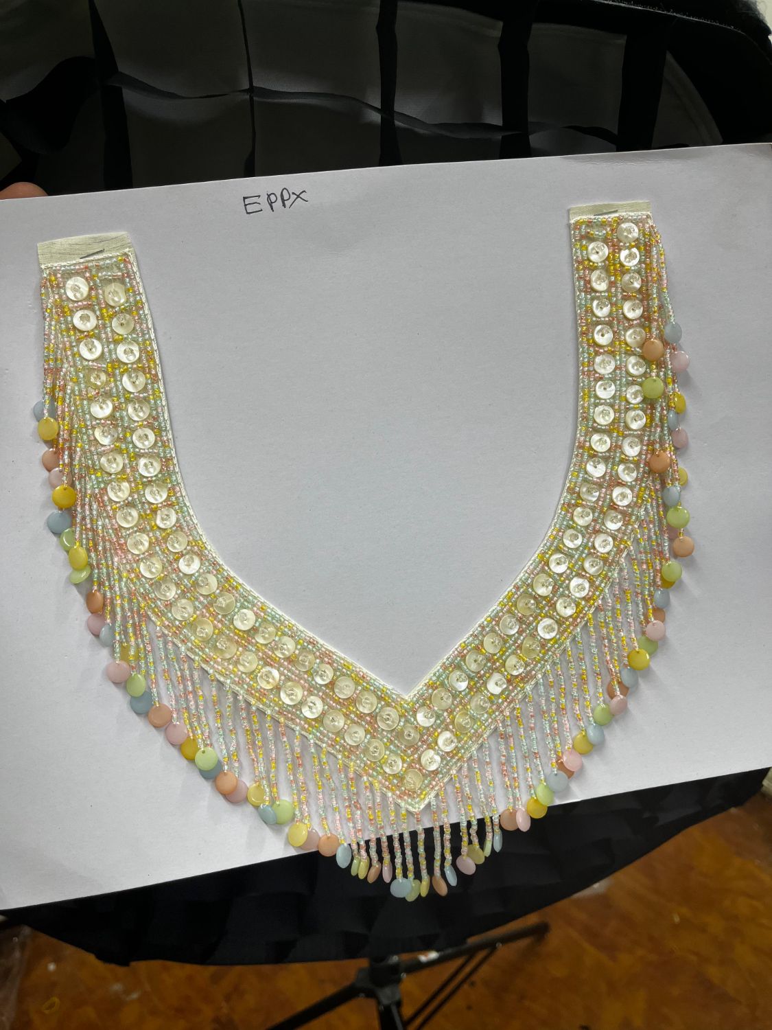 Handcrafted Neck Patch for Kurtis | Decorative Patches for Clothes, Jackets & Tops – Designer Neckline Embellishment | Light Multi