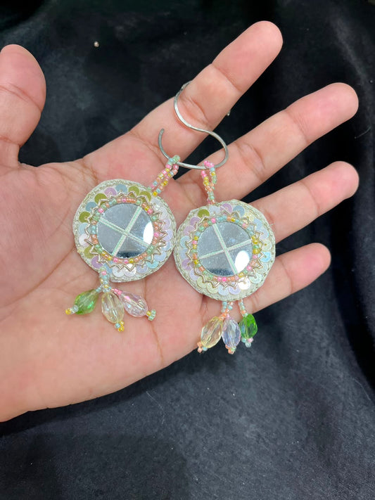 Designer Mirror Tassels (Latkans) for Blouses, Dresses & Lehengas – Decorative Mirror Hanging Tassels Set of 2 | DC0997 | Light Multi