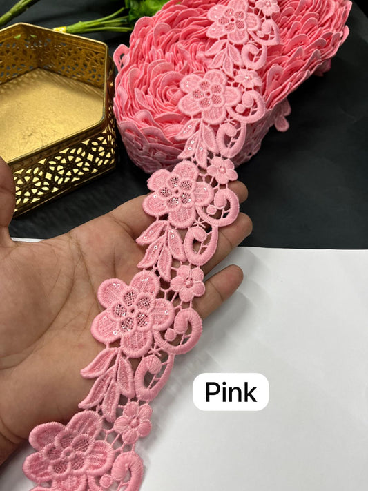 Beautiful Cotton GPO Lace Border – Imported Saree Laces & Designer Trims (9 Meter Roll) | Light Pink