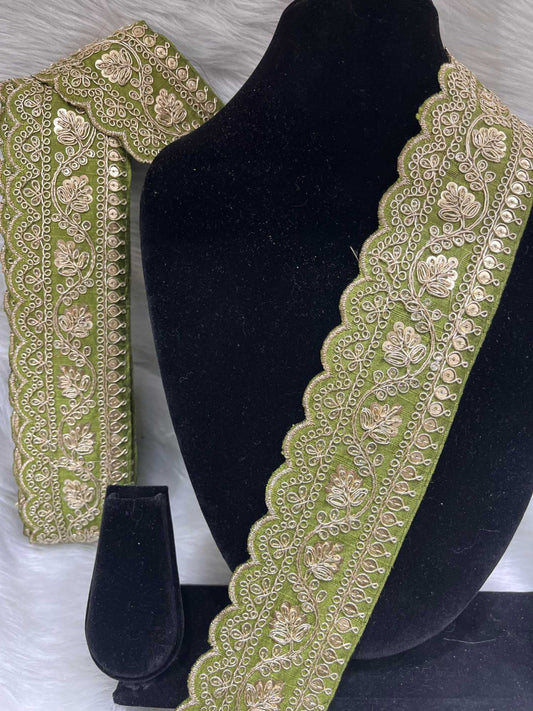 Designer Embroidery Saree Lace | Dupatta Lace | Lehenga Border – 9 Meters, 2-Inch Wide Embroidered Trim | Mahendi