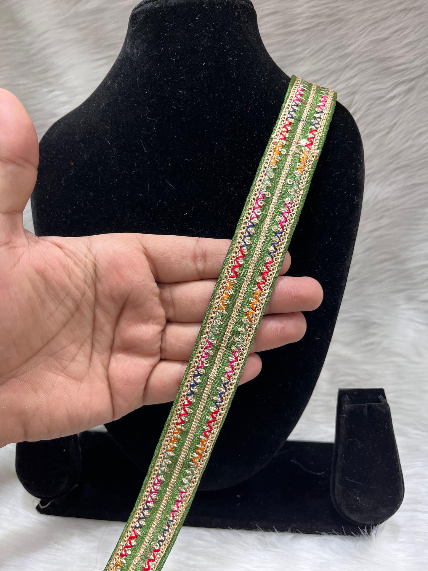 Embroidery Embellishment Lace Trim – 9 Meters, 1-Inch Width, Designer Border for Ethnic Wear | Mahendi