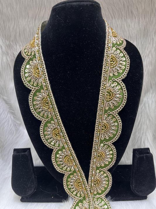 Designer Maggam Work Lace Border – 9 Meters, 1.5-Inch Width, Handcrafted Embroidery | Mahendi