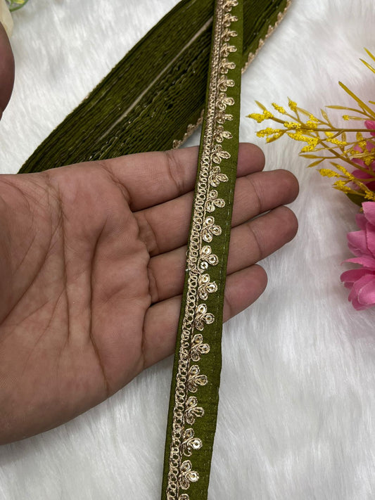 Embroidered Designer Lace, Indian Wedding Trims, Saree Border, Lace Reel 9 Meter (0.5 Inch Width) | Mehndi